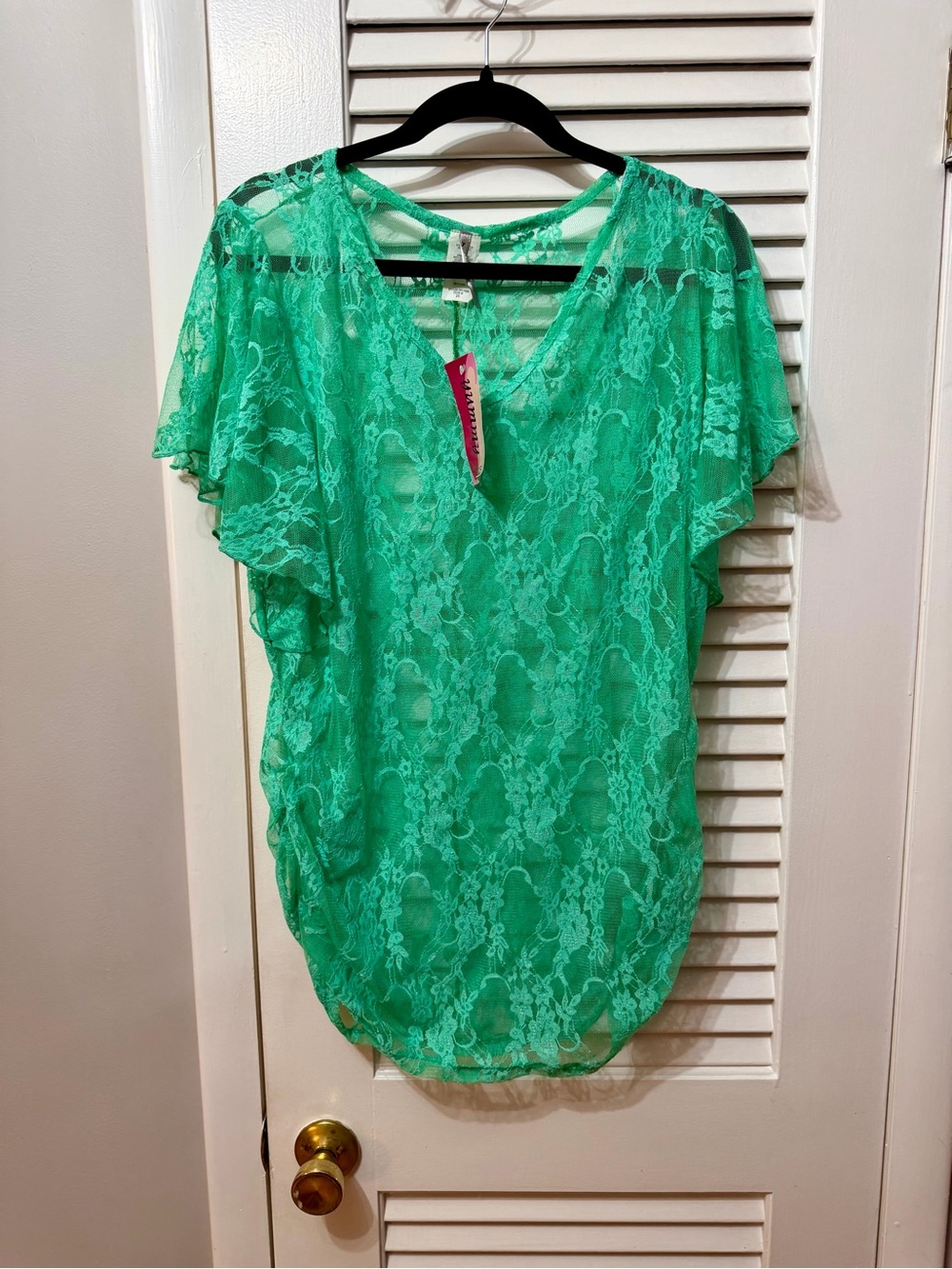 Sheer Lace V-Neck Camisole Top - Emerald Green